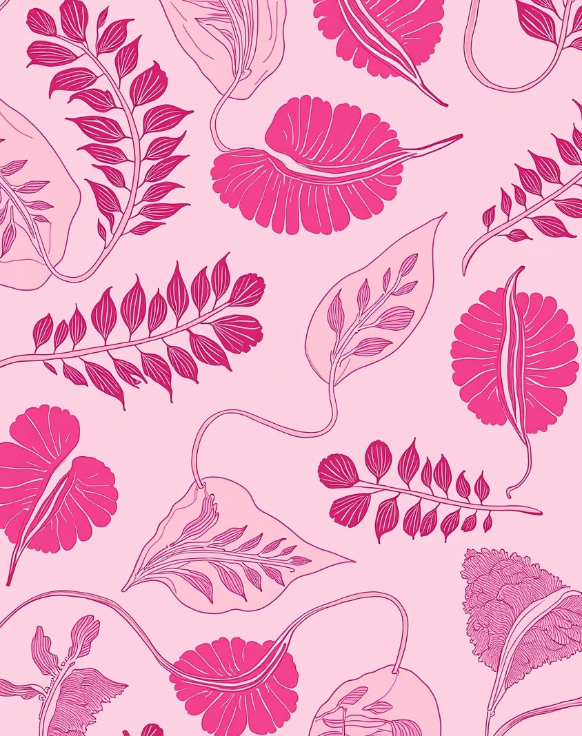 Pink Floral Vector Artwork Rug