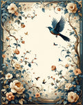 Elegant Floral Bird Garden Design Rug