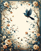 Elegant Floral Bird Garden Design Rug