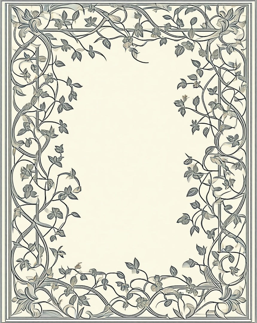 Art Nouveau Floral Vine Border Design Rug