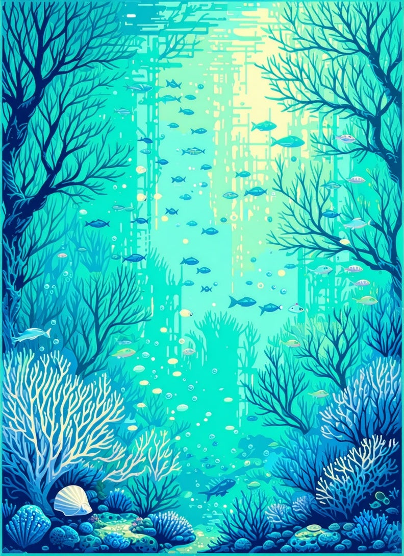Underwater Coral Reef Fish Design Rug