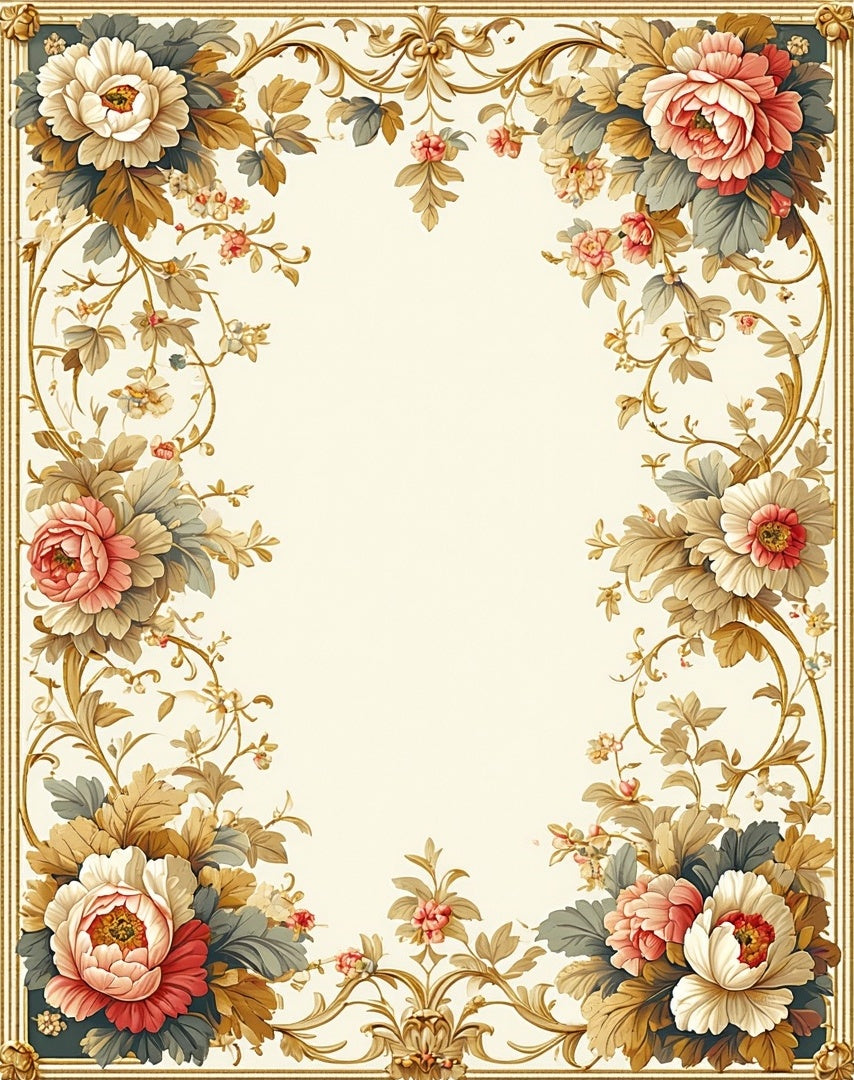 Ornate Floral Scrollwork Cream Rug