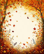 Autumn Leaves Falling Border Design Rug