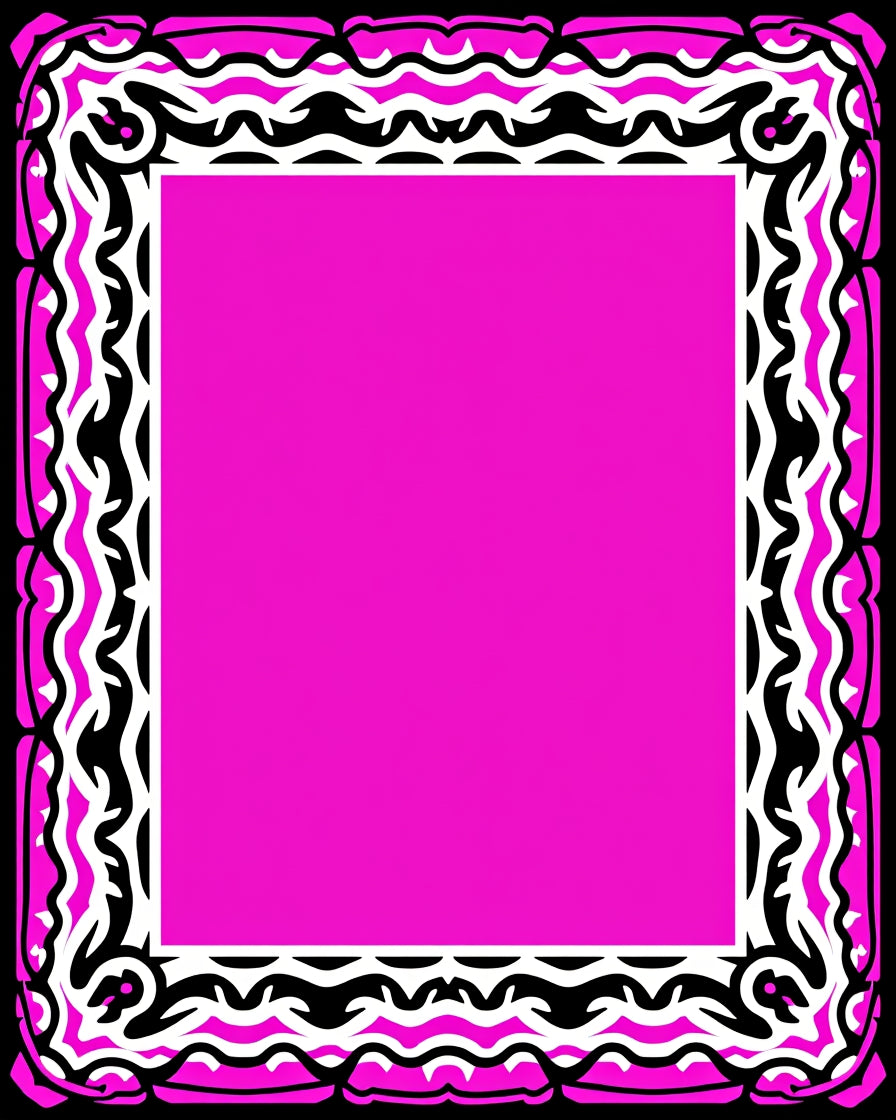 Bold Black White Pink Frame Rug