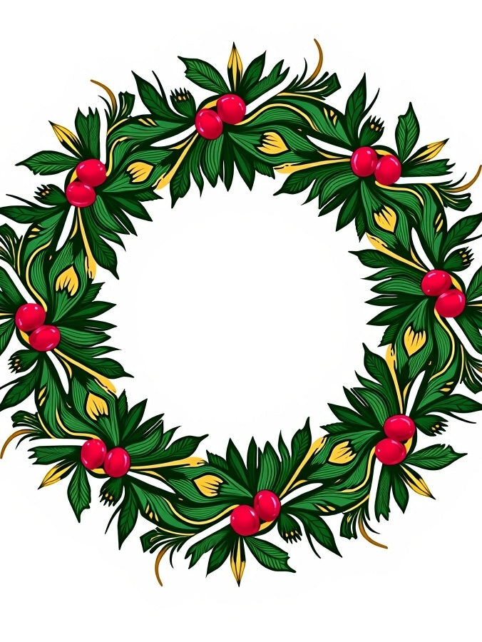 Vibrant Green Red Berry Garland Rug