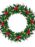 Vibrant Green Red Berry Garland Rug