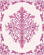 Ornate Pink Floral Vine Design Rug
