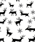 Black Winter Deer Snowflake Whimsy Rug