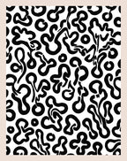 Black White Abstract Organic Shapes Rug