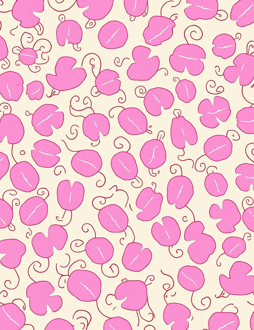 Pink Floral Swirl Pattern Design Rug