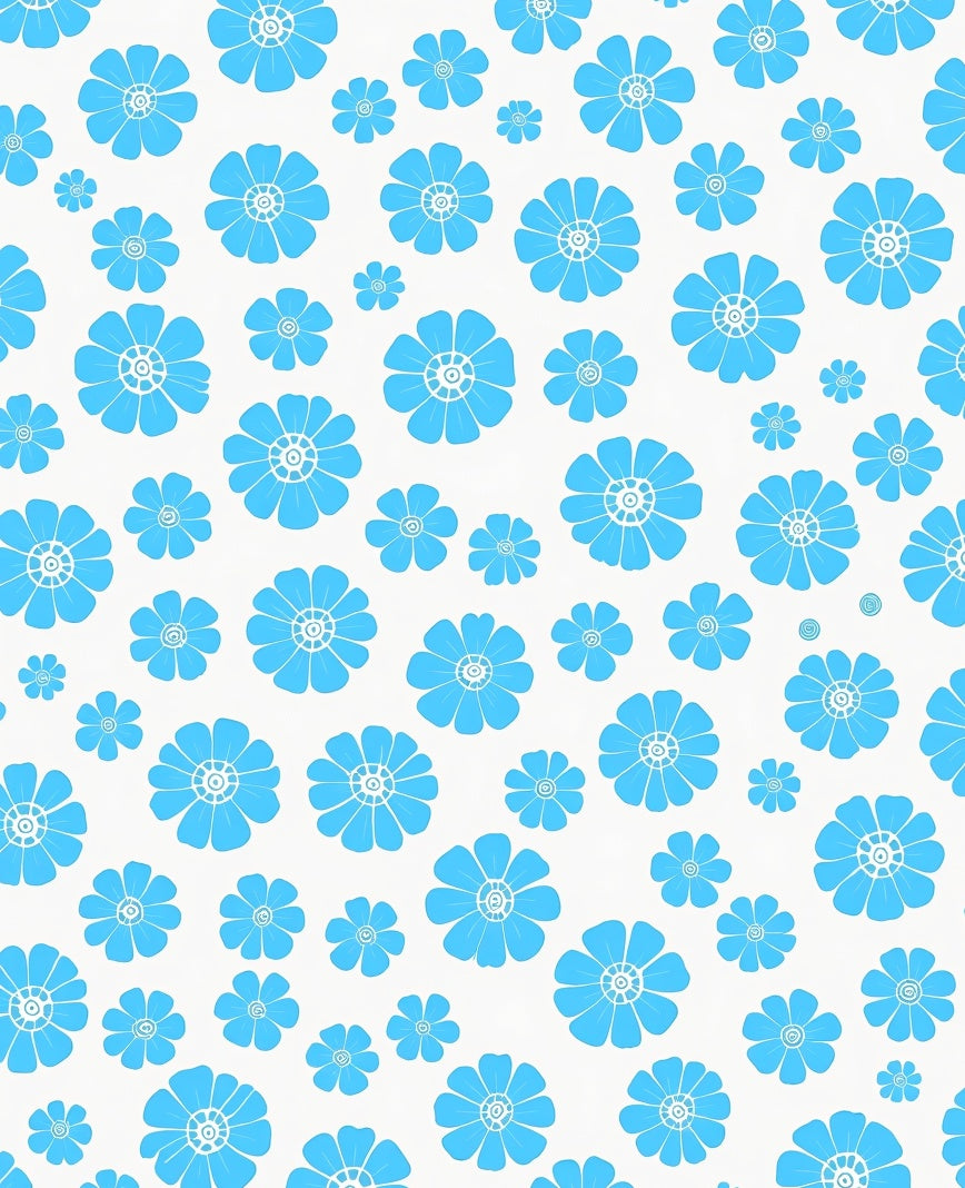 Bright Blue Floral Pattern Design Rug