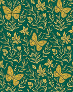 Golden Butterfly Emerald Garden Rug