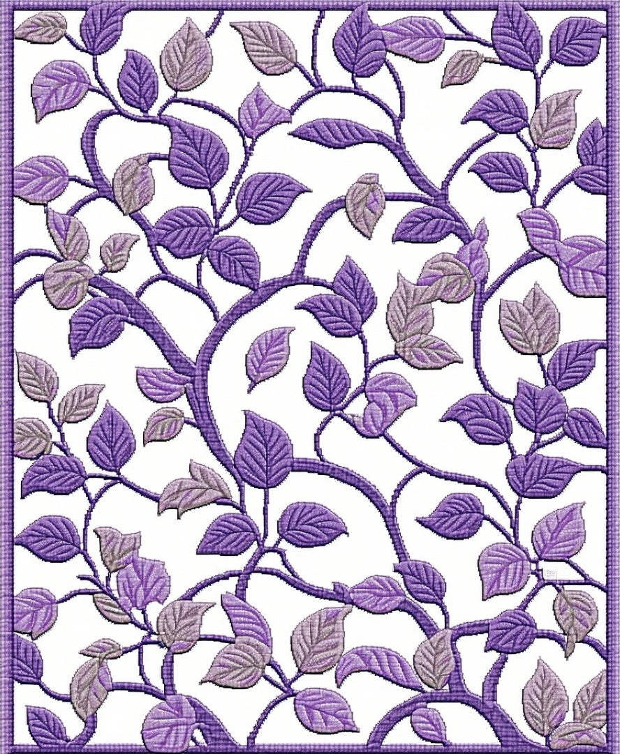 Purple Vine Floral Pattern Rug