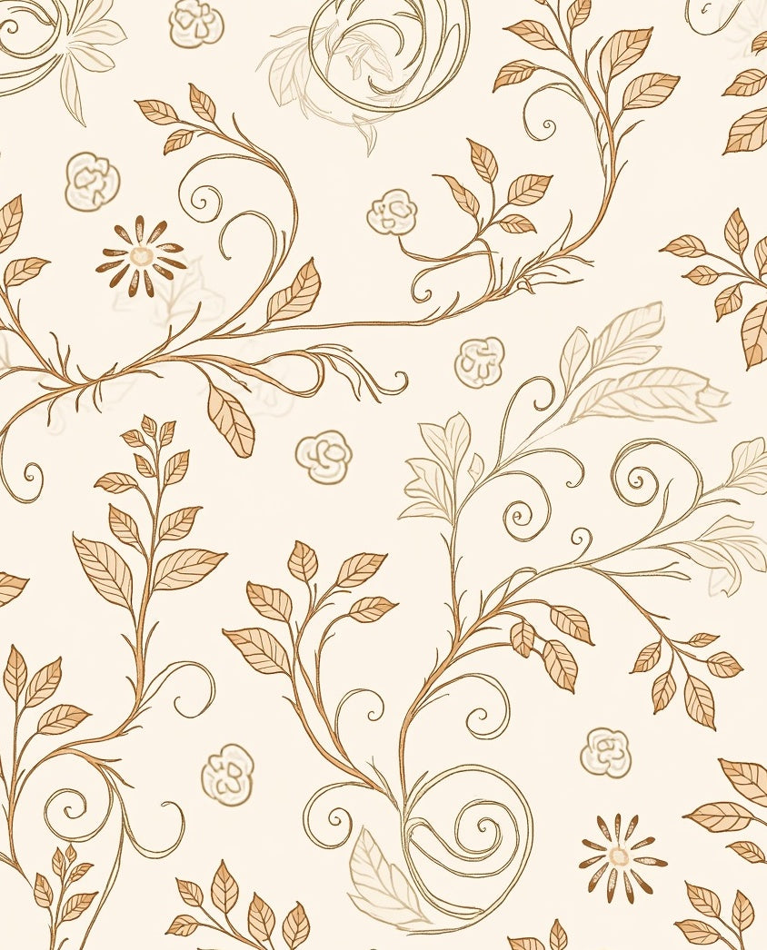 Vintage Floral Vine Scroll Pattern Rug