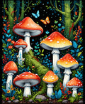 Whimsical Mushroom Forest Fantasy Rug