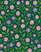 Floral Pattern With Pink and Purple Flowers Rug