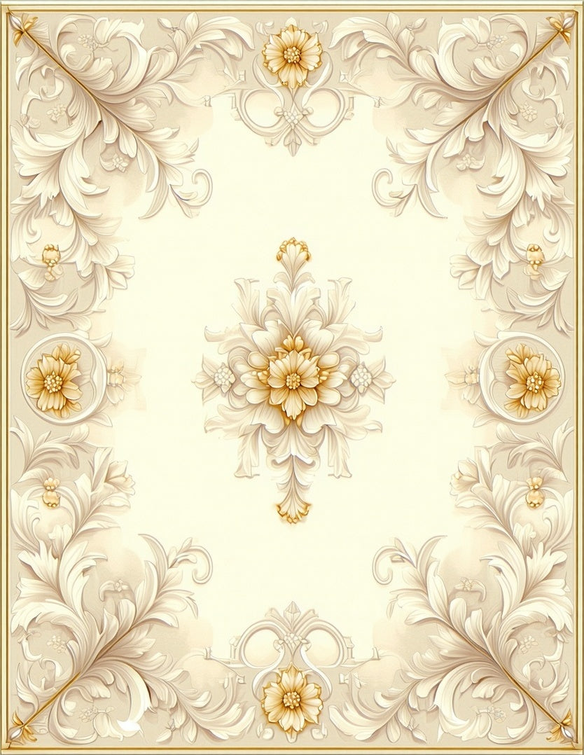 Elegant Floral Scrollwork Pattern Rug