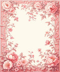 Pink Floral Garden Frame Rug