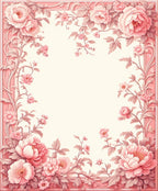 Pink Floral Garden Frame Rug