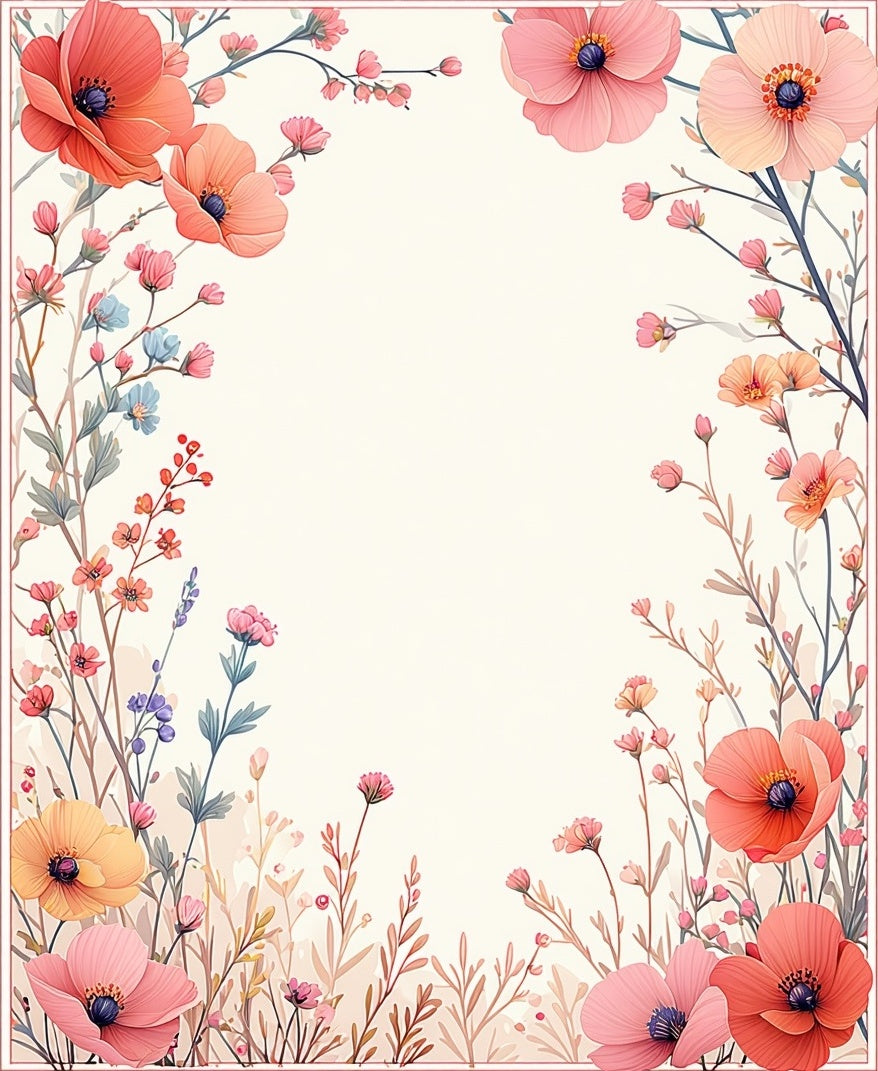 Whimsical Floral Branches Pink Peach Rug