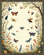 Whimsical Insects Floral Border Design Rug