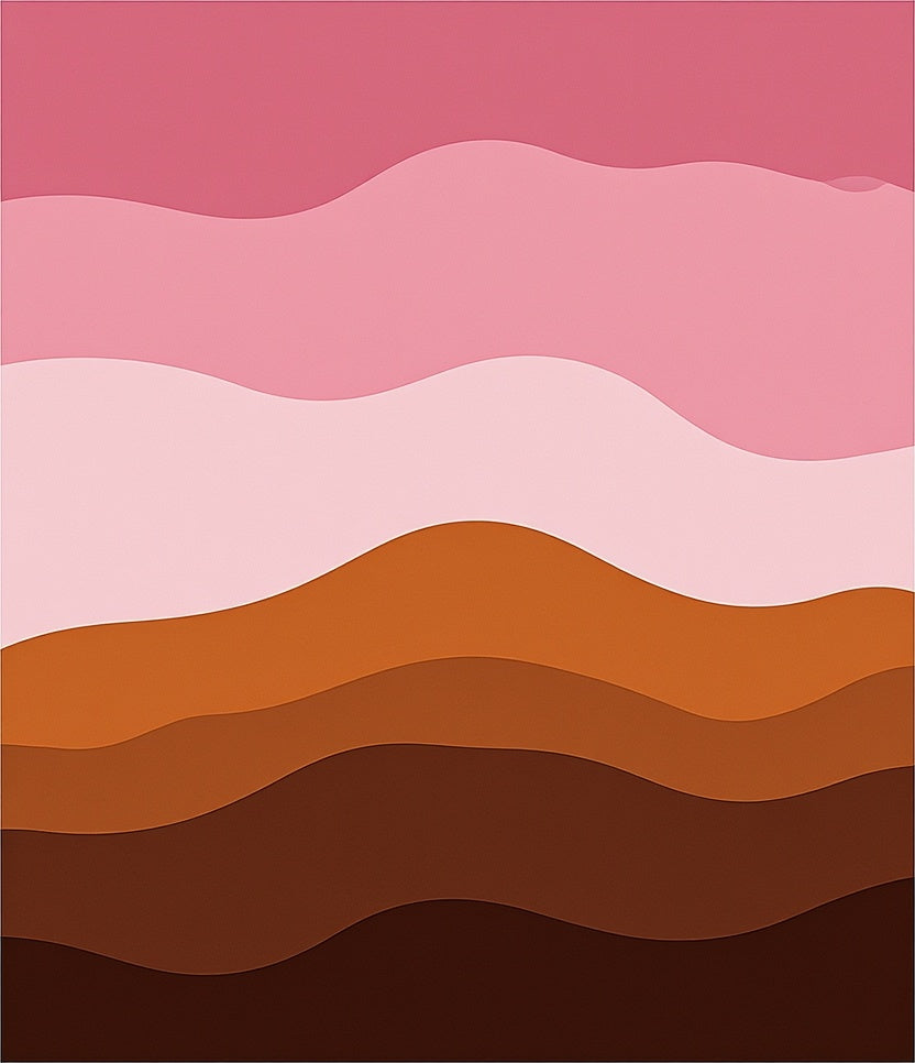 Pink Brown Layered Landscape Waves Rug