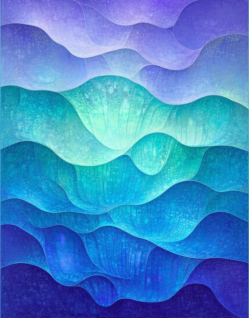 Ocean Waves Abstract Blue Green Rug