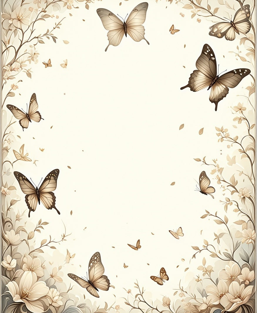 Delicate Butterflies Floral Branches Rug