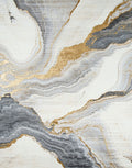 Ethereal White Gold Stone Pattern Rug