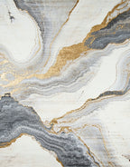 Ethereal White Gold Stone Pattern Rug