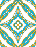Blue Gold Art Nouveau Diamond Rug