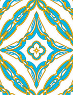 Blue Gold Art Nouveau Diamond Rug