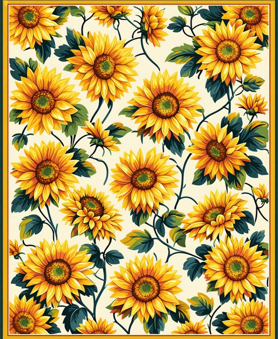 Floral Yellow Sunflowers Pattern Art Rug