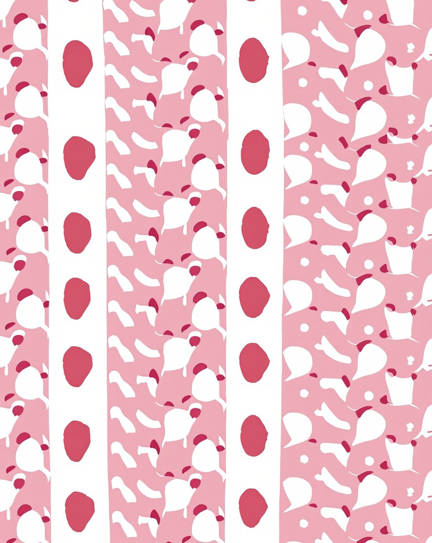 Playful Pink Abstract Shapes Pattern Rug