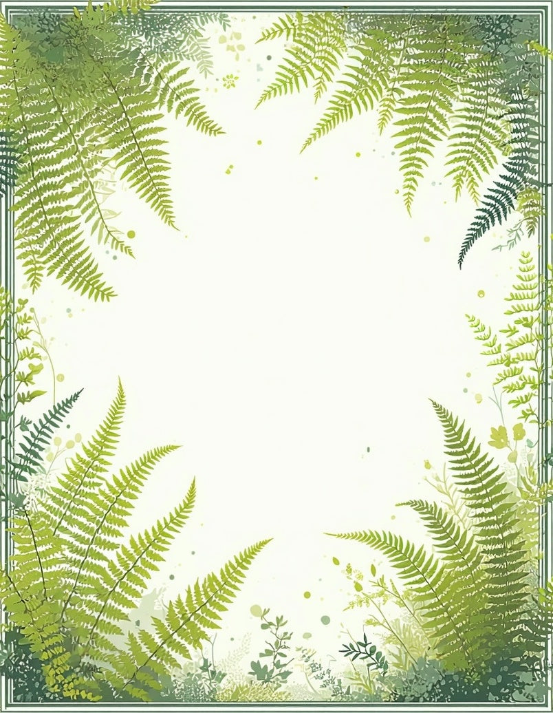 Lush Green Fern Border Design Rug