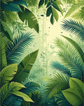 Lush Tropical Jungle Leaf Pattern Rug