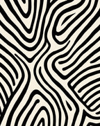 Bold Black White Line Pattern Rug
