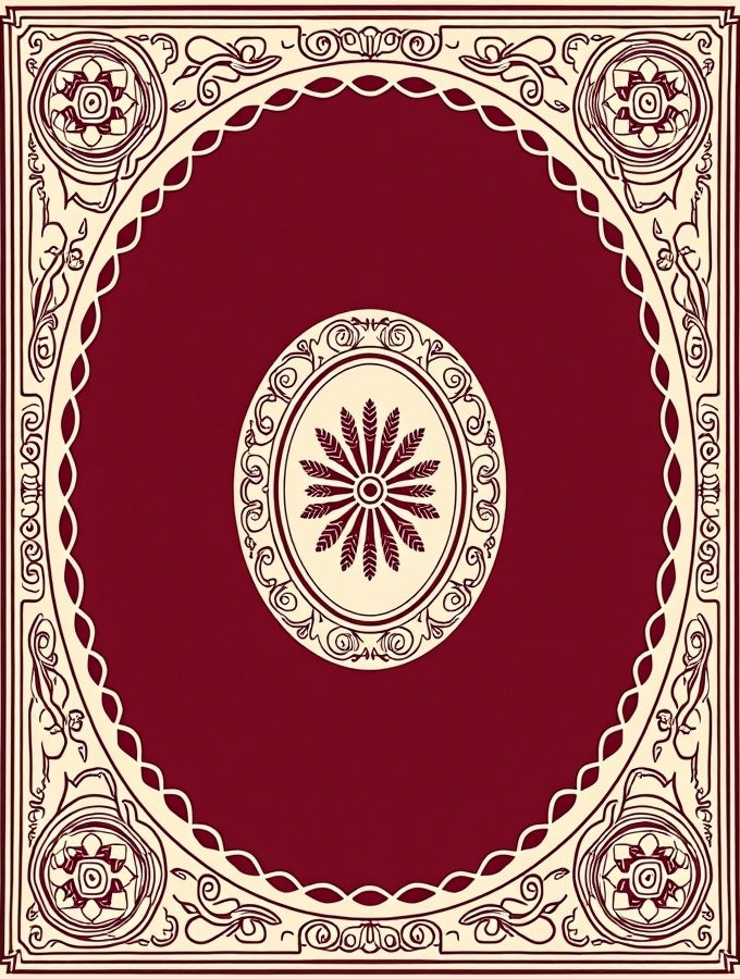 Elegant Maroon Cream Scrollwork Rug