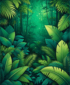 Enchanted Forest Tropical Leaves Rug