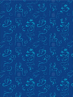 Abstract Figure Patterned Blue Rug