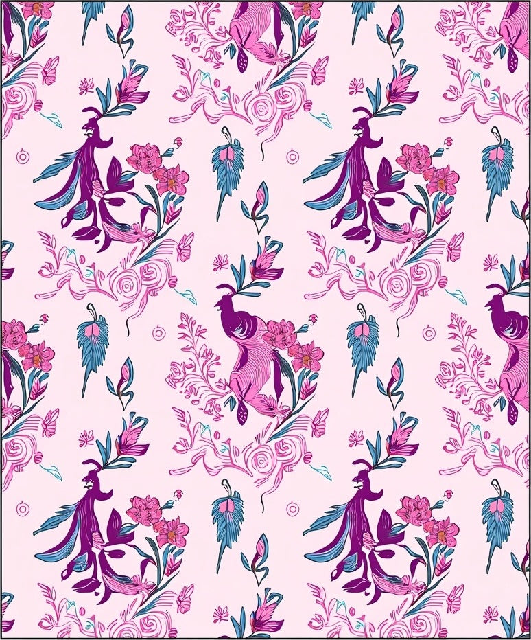 Exotic Peacock and Floral Nature Pattern Rug