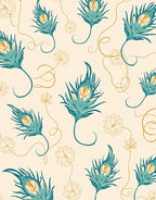 Elegant Feather Floral Swirl Pattern Rug
