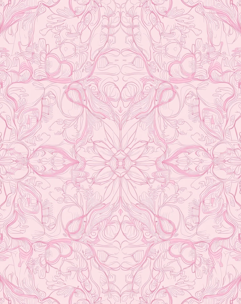 Intricate Floral Symmetry In Pink Rug