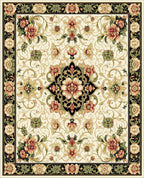 Cream Floral Medallion Patterned Rug