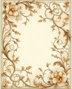 Elegant Floral Scroll Vignette Design Rug