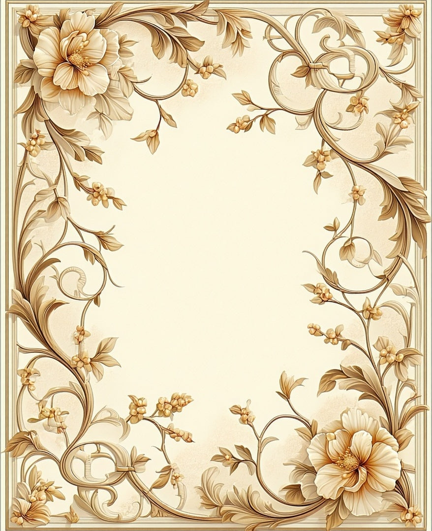 Elegant Floral Scroll Vignette Design Rug