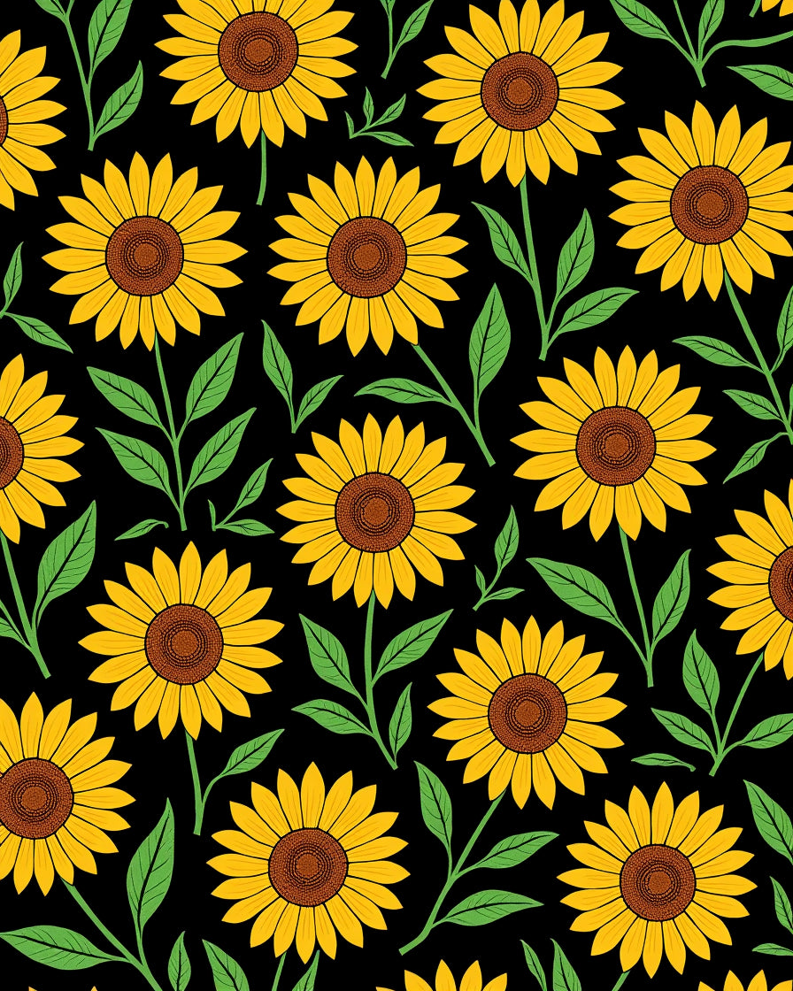 Bright Yellow Sunflower Pattern Design Rug