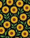 Bright Yellow Sunflower Pattern Design Rug