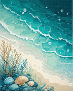 Ocean Waves And Shells Scenic Rug