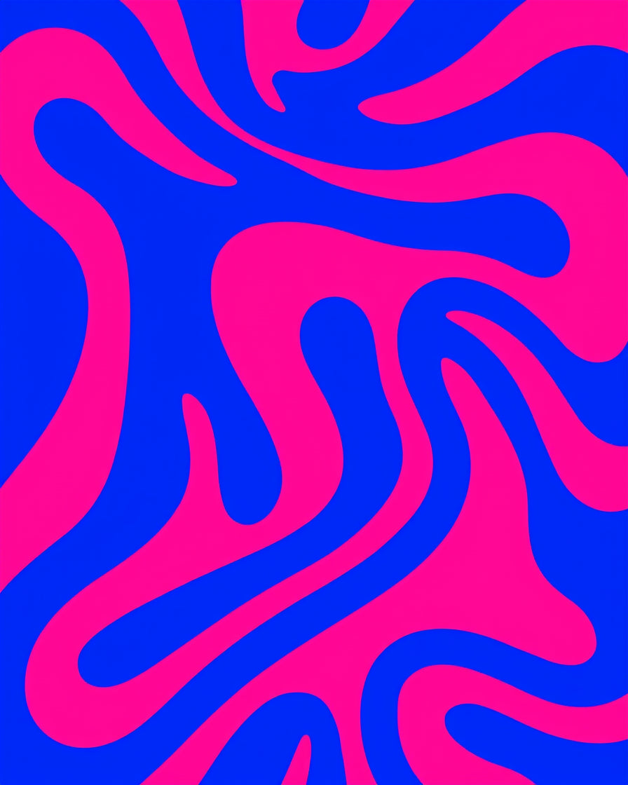 Vivid Swirl Blue Pink Abstract Rug